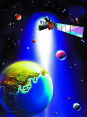 Naklejka premium 3D illustration of earth and science