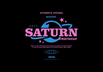 Saturn t shirt design, vector graphic, typographic poster or tshirts © Therintproject