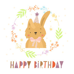 Cute bunny. Happy Birthday. Bunny rabbit.