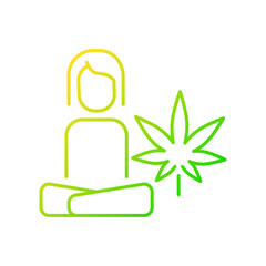 Cannabis stress therapy gradient linear vector icon. Mental health benefits. Depression, anxiety treatment. Thin line color symbol. Modern style pictogram. Vector isolated outline drawing
