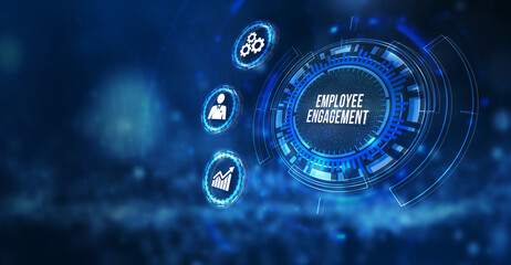 Internet, business, Technology and network concept. Employee engagement. 3d illustration.