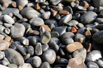 stones of different sizes on the seashore