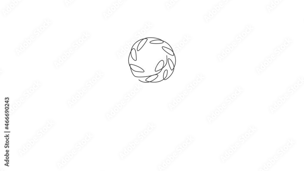 Poster animation of one line drawing of online swirly lollipop shop logo. assorted confectionery candy stor
