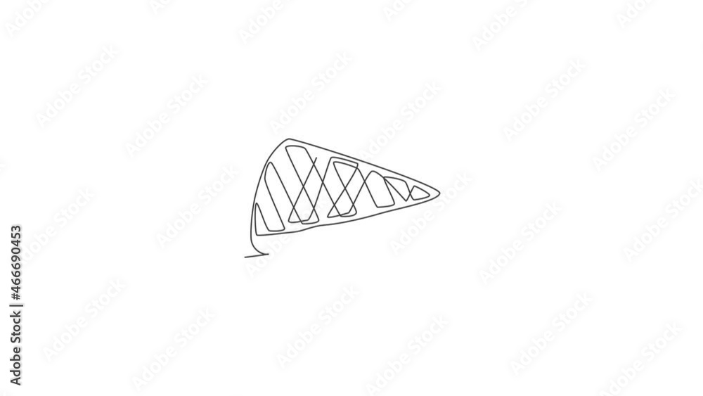 Aufkleber animated self drawing of single continuous line draw sweet waffles store logo label. emblem breakfas