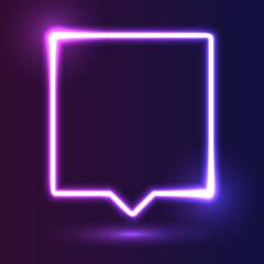 Futuristic Neon frame border. Purple neon glowing background