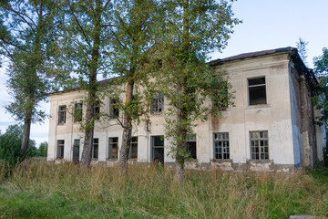 Russia, Tver region, Kuvshinovsky district, village of Rantsevo. The old building. A ruined school.