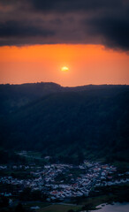 Sunset at Sete Cidades, Azores, Portugal during hot summer day
