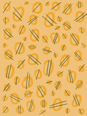 Funny Geometric Hand Drawn circle on yellow Background. Simple Dotted Print Ideal for Fabric, Wrapping Paper.