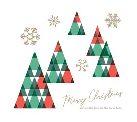 三角形の幾何学模様のツリーのクリスマスカード
