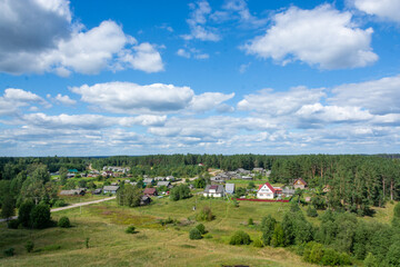 Fototapeta na wymiar The village of Okovtsy in the Selizharovsky municipal district of the Tver region, located 24 km south of Selizharovo on the Pyroshnya River.