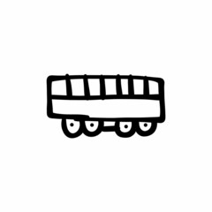 Rail coach icon in vector. Logotype - Doodle