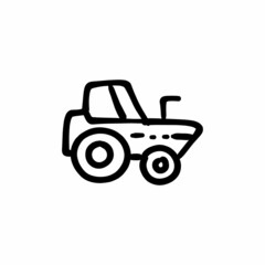 Tractor icon in vector. Logotype - Doodle