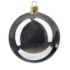 one shiny silver Christmas tree toy on a white isolated background