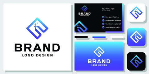 Square Solution Technology Digital Box Consulting Idea Blue Logo Design with Business Card Template