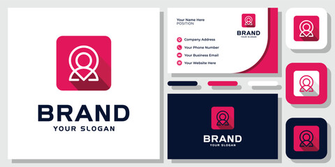 Fototapeta premium People Pin Map Human Location Travel Job Navigation Find App Logo Design with Business Card Template