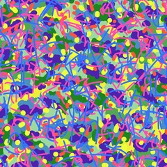 Seamless bright, variegated multicolored beautiful hand-drawn pattern. Fabric design for children's clothing. Textile, wallpaper, cover, background, wrapping paper design.