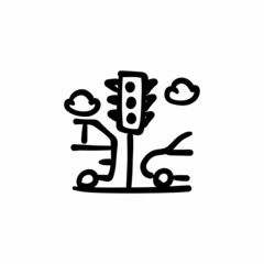 Fototapeta premium Traffic lights icon in vector. Logotype - Doodle