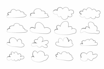 Obraz premium cloud set in hand drawn doodle sketch style