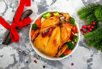 Roast chicken with lemons and spice for Christmas