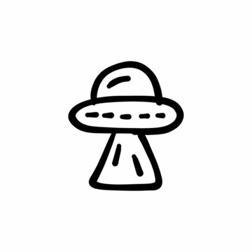 Alien spaceship icon in vector. Logotype - Doodle