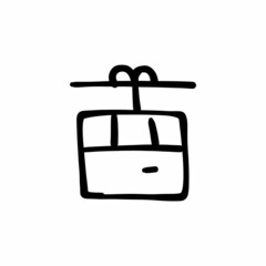 Cable car icon in vector. Logotype - Doodle
