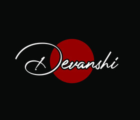 Devanshi brand logo. Devanshi logo lettering vector.