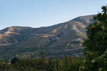 Fototapeta na wymiar Mountains of Crete in the light of a warm sunset