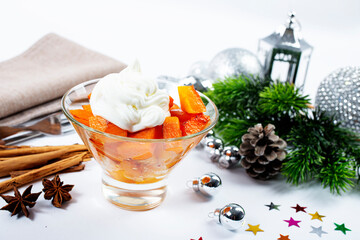 a dessert prepared with boiled pumpkin, walnuts, and sugar