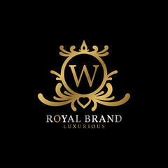letter W royal crest vector logo design for luxurious brand