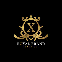 letter X royal crest vector logo design for luxurious brand