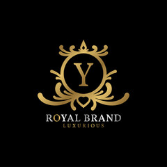letter Y royal crest vector logo design for luxurious brand