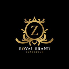 letter Z royal crest vector logo design for luxurious brand