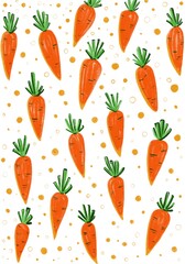 Carrot vegetables pattern, kid's drawing, doodle carrots, chalk drawing