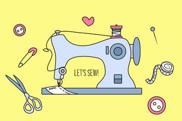 Illustration of a sewing machine