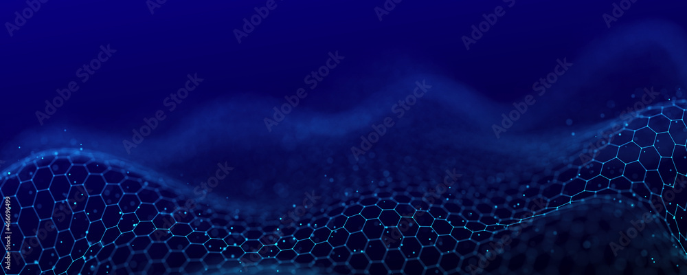 Aufkleber Network connection structure. Data transfer. Abstract background with interweaving of dots and lines. 3D rendering.