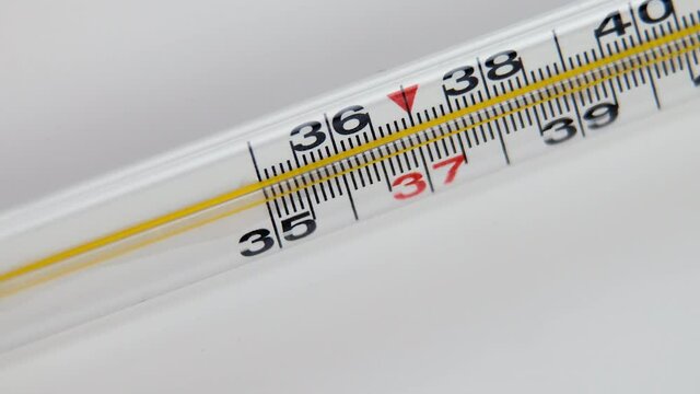 Glass Mercurial Thermometer On A White Background