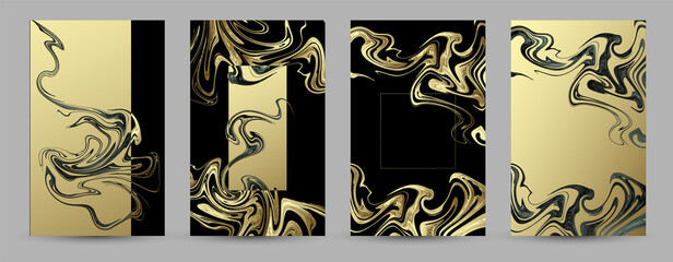 Gold marble template, artistic covers design, colorful realistic texture, luxury backgrounds. Trendy pattern, graphic poster, cards. Vector illustration