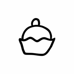 Cup cake icon in vector. Logotype - Doodle