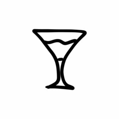 Wine glass icon in vector. Logotype - Doodle