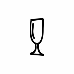 Champagne glass icon in vector. Logotype - Doodle