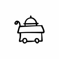 Food trolley icon in vector. Logotype - Doodle