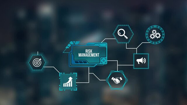 Internet, business, Technology and network concept. Risk Management and Assessment for Business Investment Concept. Virtual button.