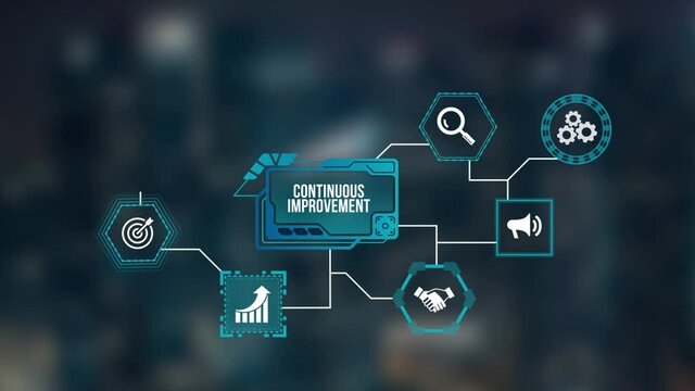 Internet, business, Technology and network concept. Continuous improvement. Virtual button.
