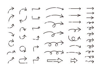 矢印　シンプル　アイコン　破線　セット