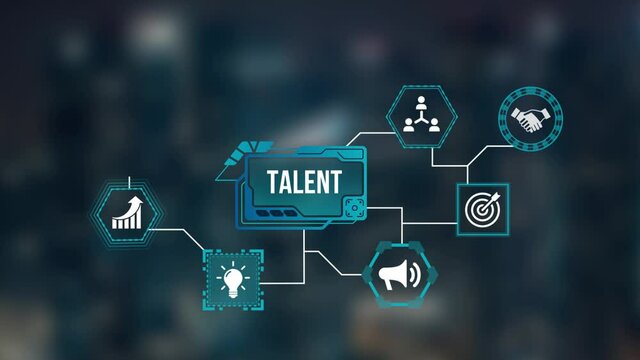 Internet, business, Technology and network concept.Open your talent and potential. Talented human resources - company success. Virtual button.