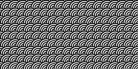 Pattern seamless circle abstract wave background. Geometric line vector. black and white