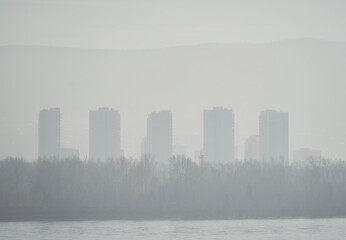 Naklejka premium the city is in a fog