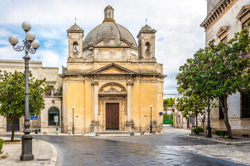 Fototapeta na wymiar View at the Church of Santa Lucia in the streets of Manduria - Italy