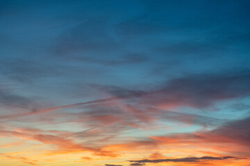 sunset in countryside in France near to Nantes