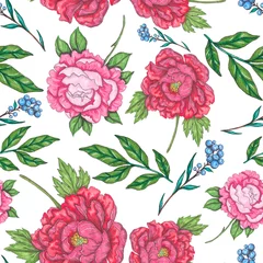 Draagtas Watercolor seamless pattern with floral bouquets. Vintage botanical illustration. Elegant decoration for any kind of a design. Fashion print with colorful abstract flowers. Watercolor texture. © Natallia Novik